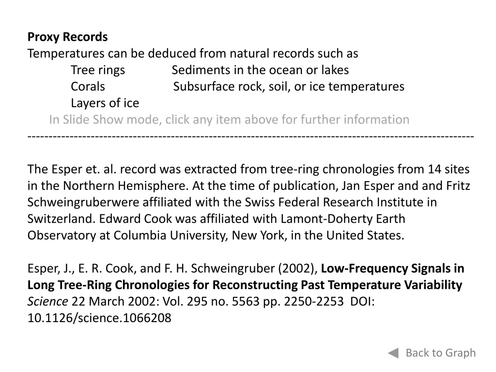 proxy records temperatures can be deduced from