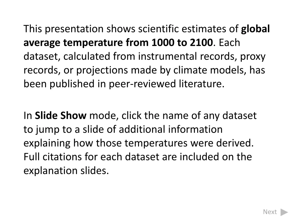 this presentation shows scientific estimates