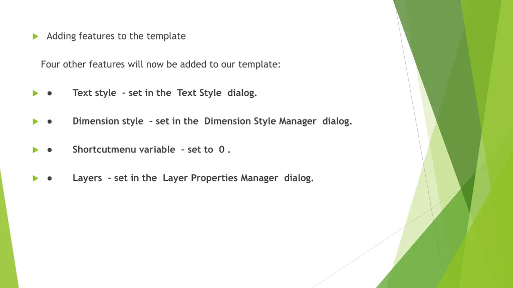 adding features to the template