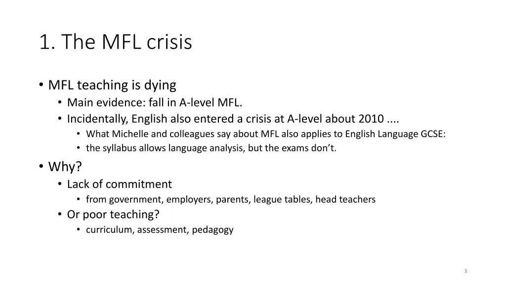 1 the mfl crisis
