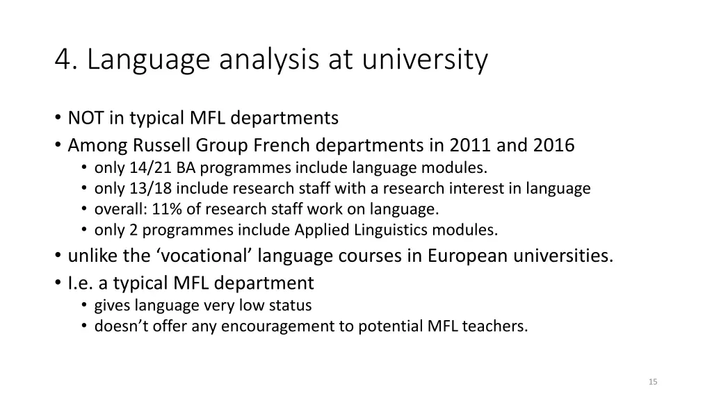 4 language analysis at university