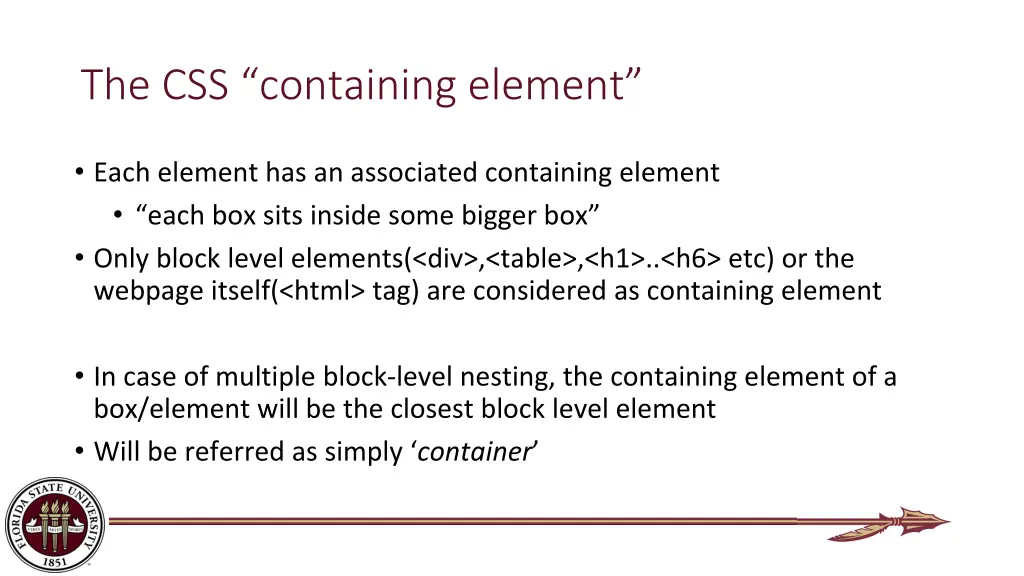 the css containing element