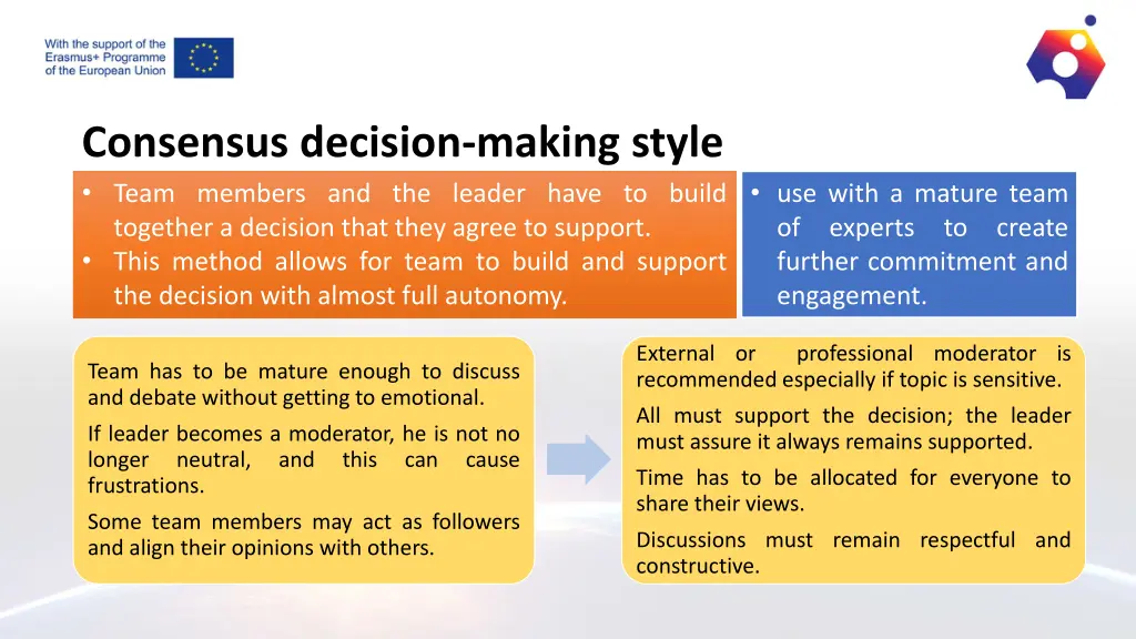 consensus decision making style team members