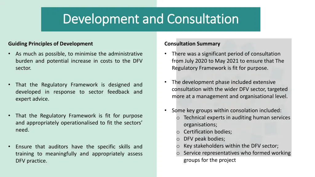 development and consultation development