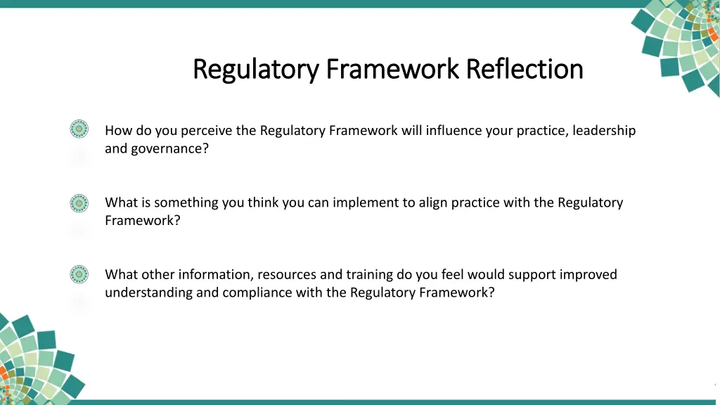 regulatory framework reflection regulatory