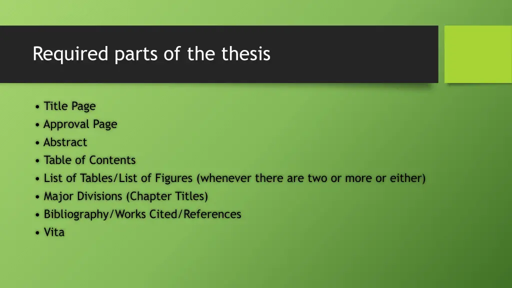 required parts of the thesis