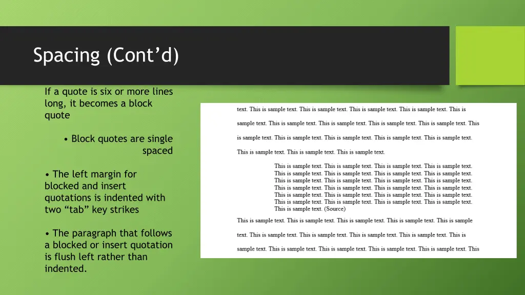 spacing cont d