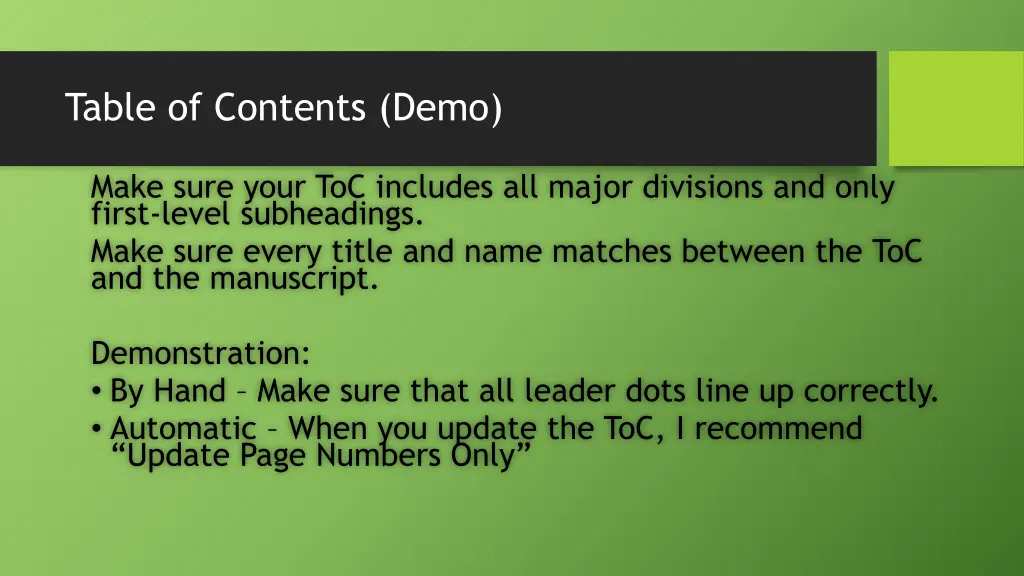 table of contents demo