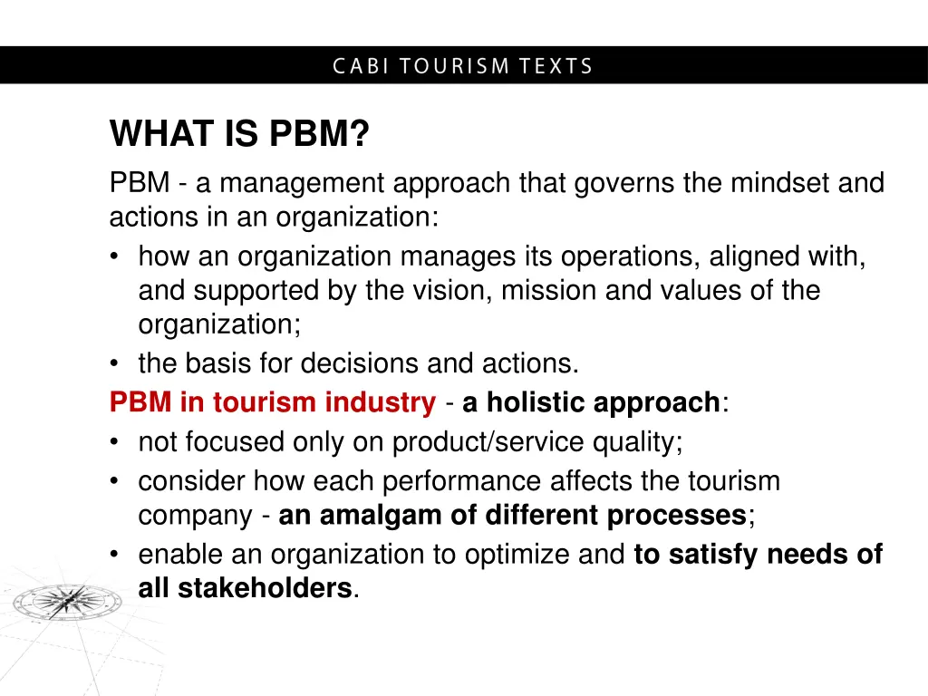 what is pbm pbm a management approach that