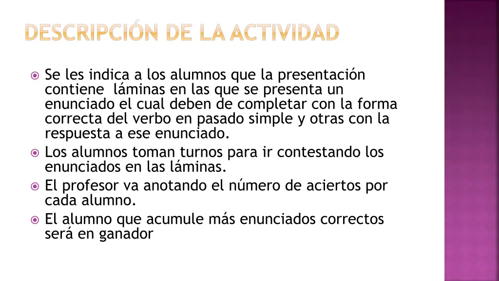 descripci n de la actividad
