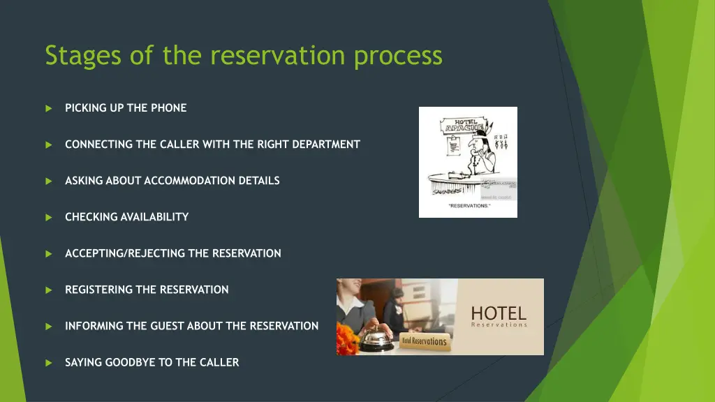 stages of the reservation process
