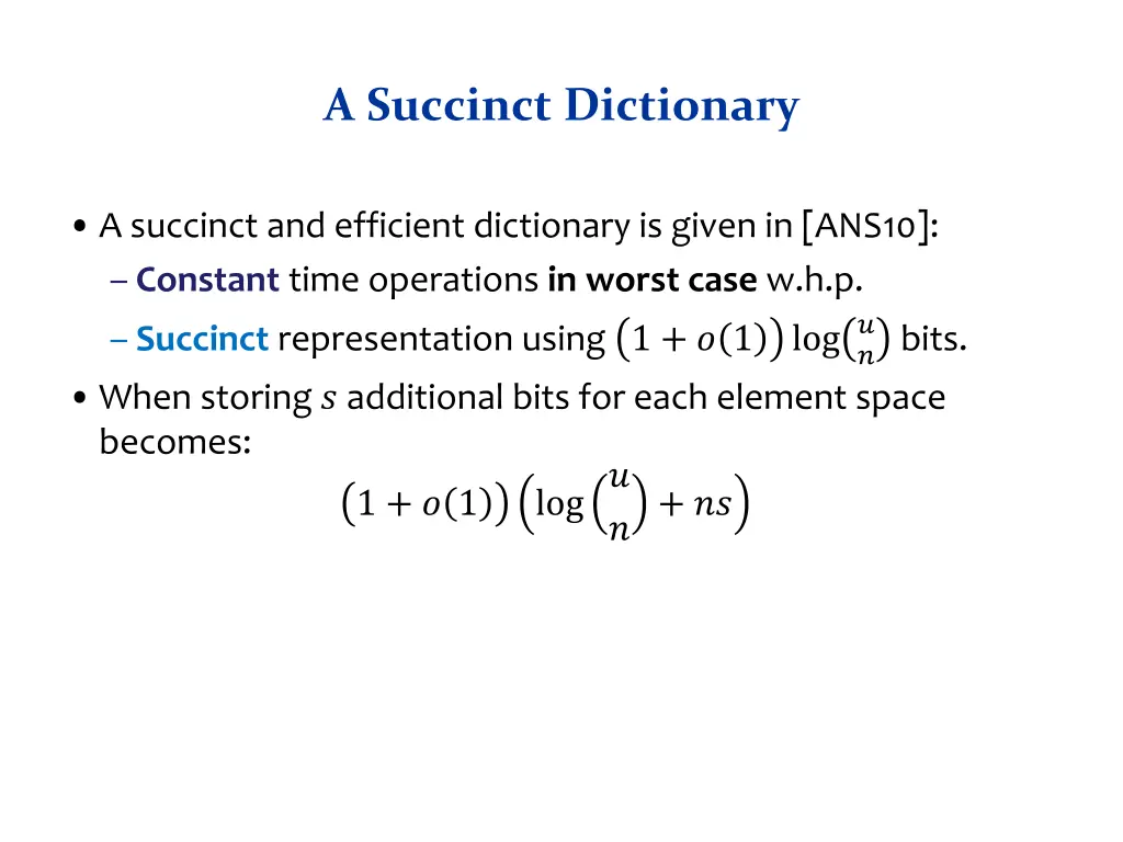 a succinct dictionary