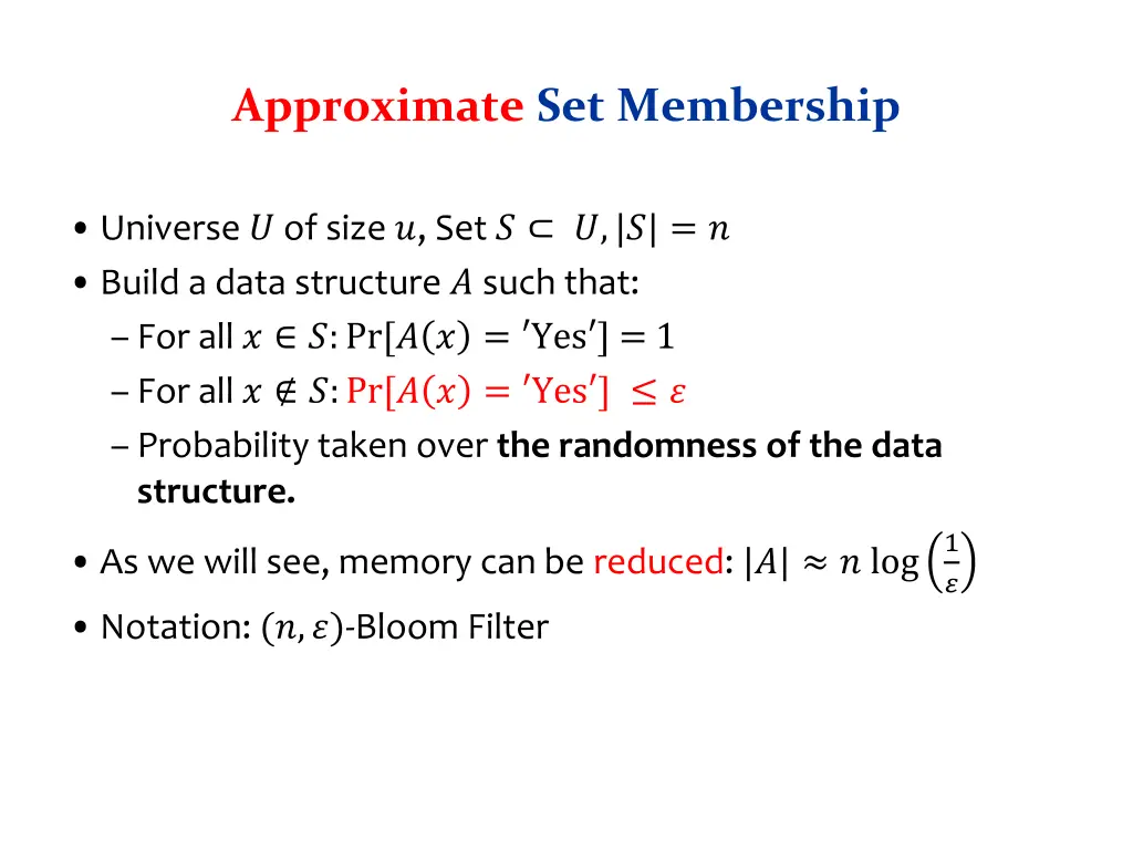 approximate set membership