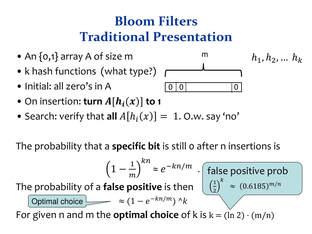 bloom filters traditional presentation
