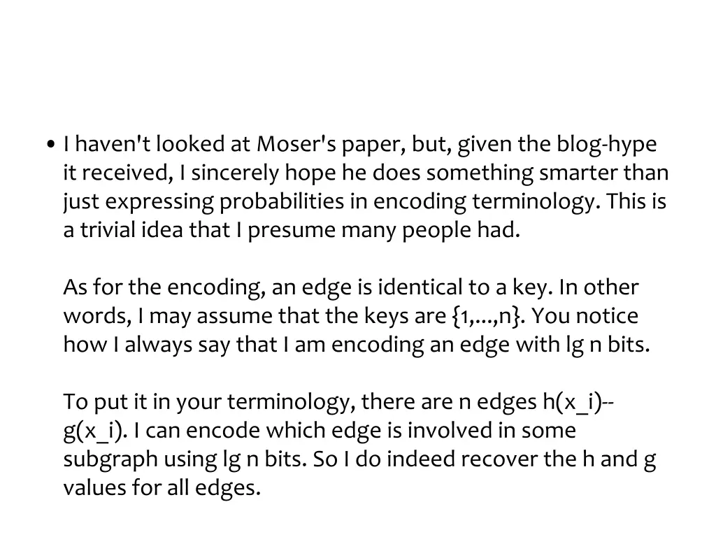 i haven t looked at moser s paper but given