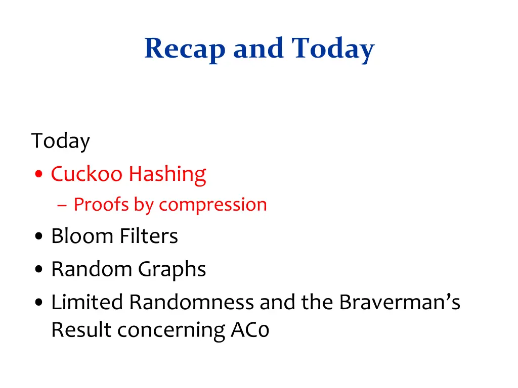 recap and today