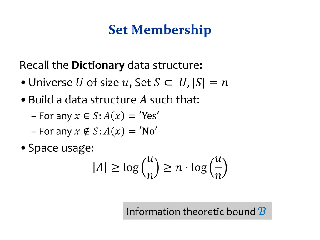 set membership