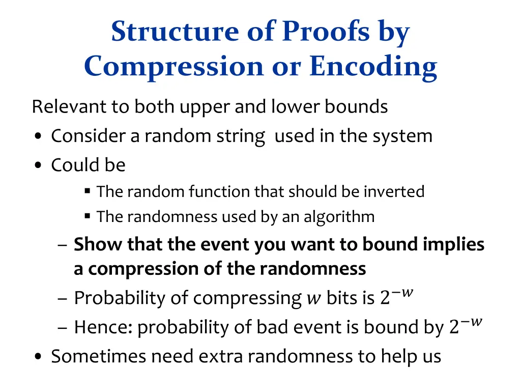 structure of proofs by compression or encoding