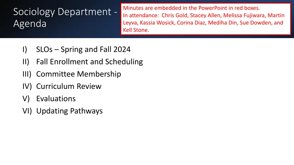 minutes are embedded in the powerpoint