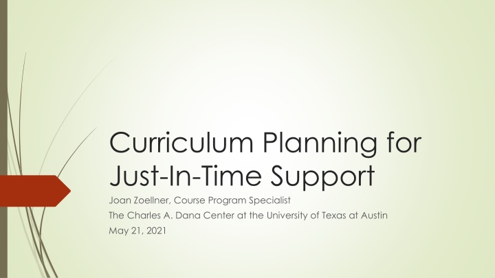 curriculum planning for just in time support joan