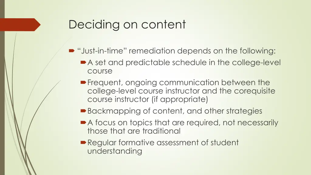 deciding on content