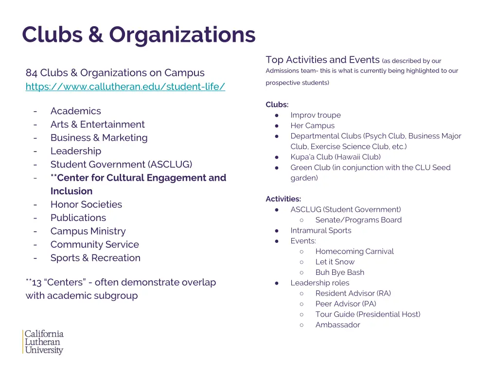 clubs organizations