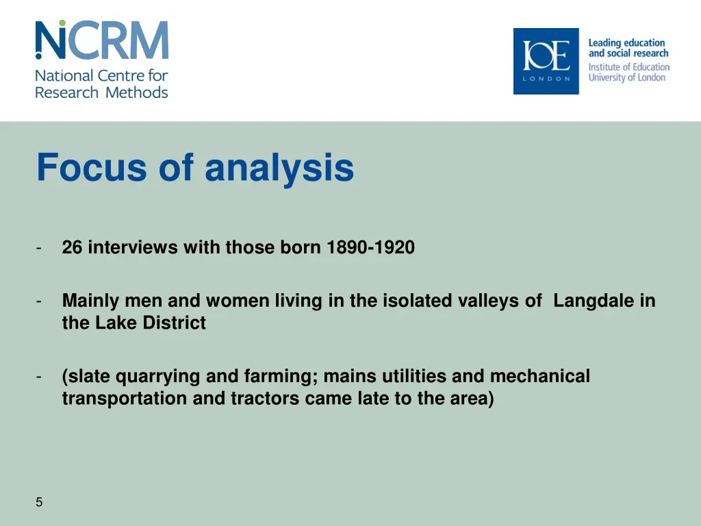 focus of analysis