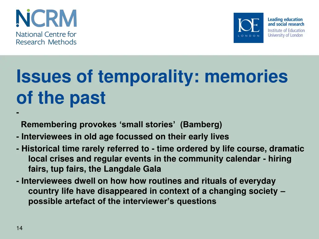 issues of temporality memories of the past