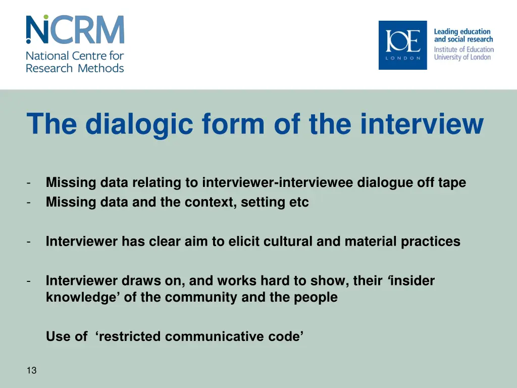the dialogic form of the interview