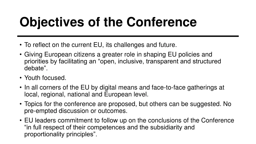 objectives of the conference
