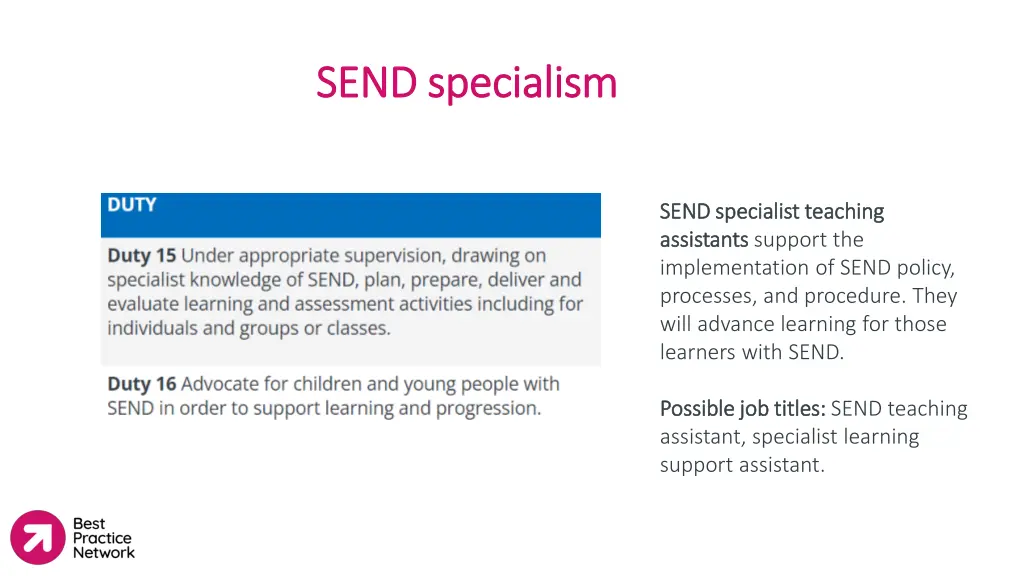 send specialism send specialism