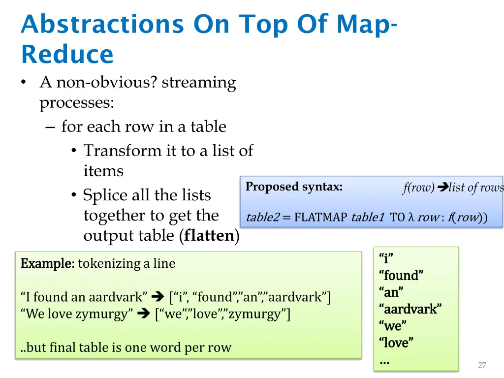 abstractions on top of map reduce a non obvious