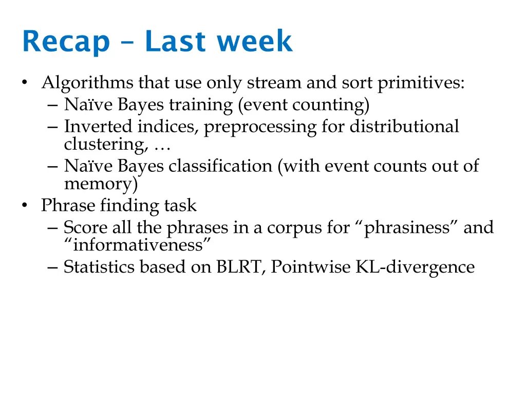 recap last week