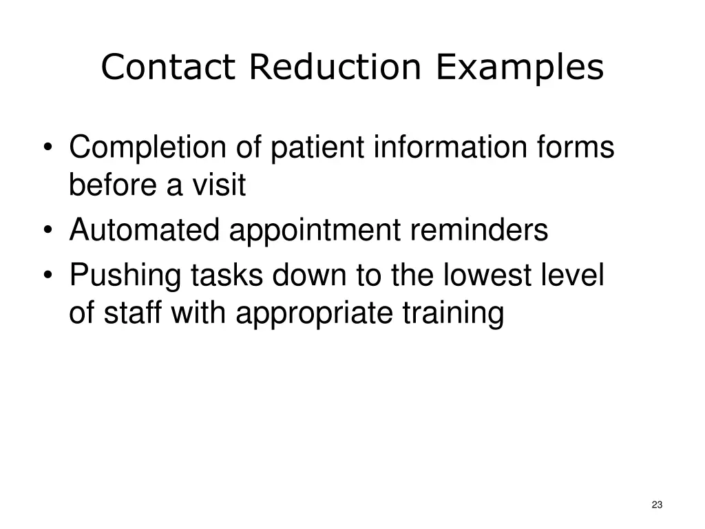 contact reduction examples