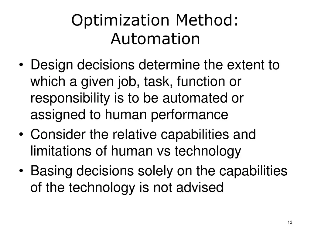 optimization method automation