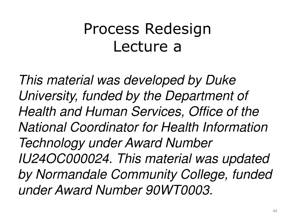 process redesign lecture a