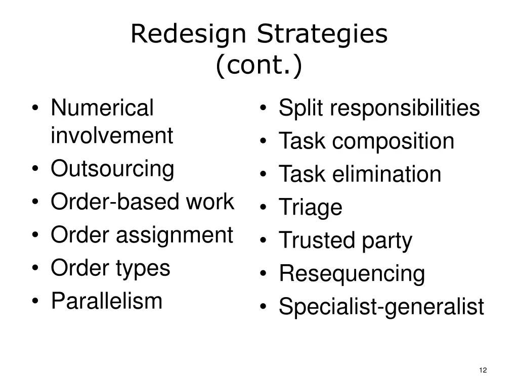 redesign strategies cont