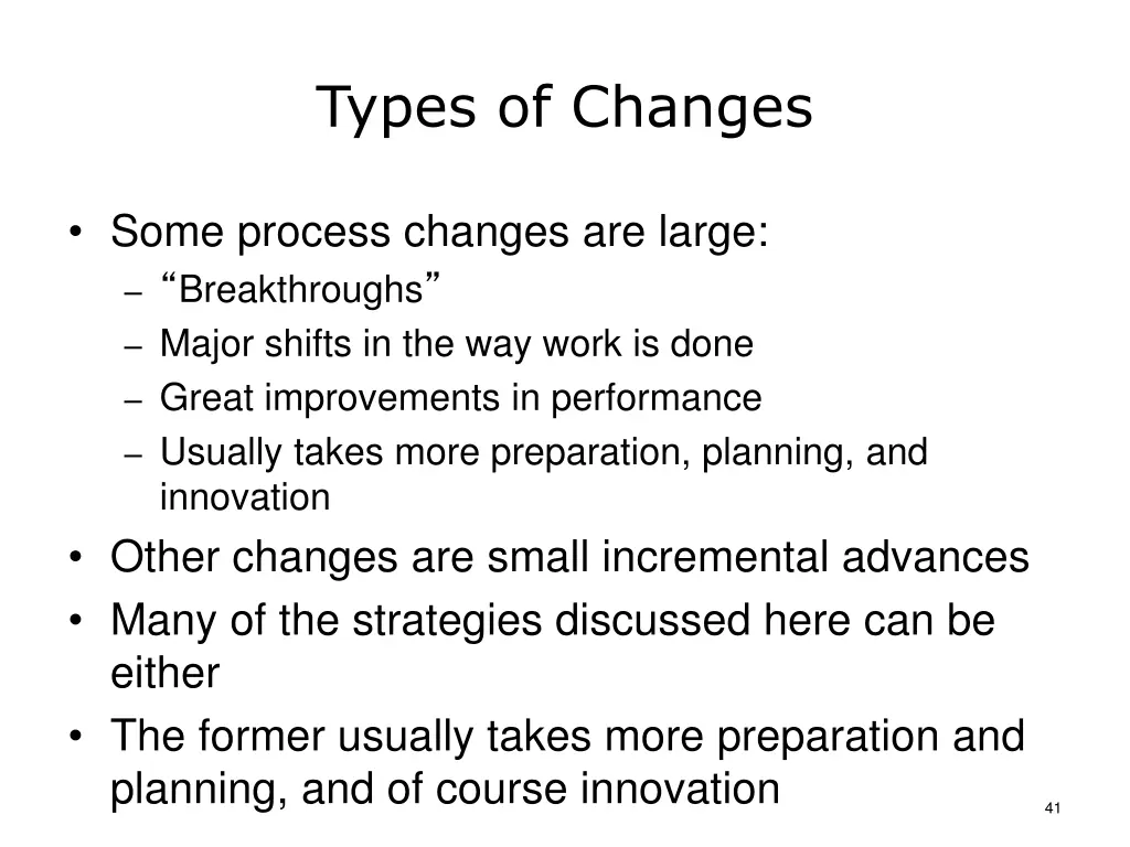 types of changes