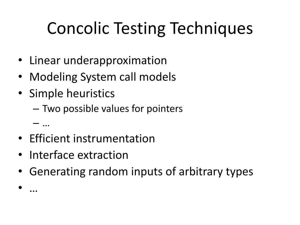 concolic testing techniques