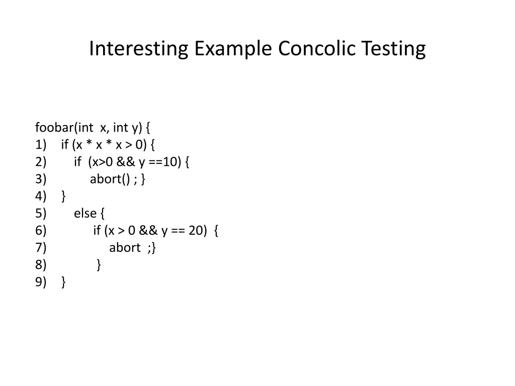 interesting example concolic testing