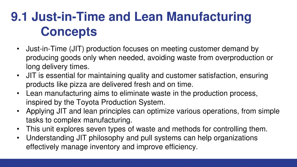 9 1 just in time and lean manufacturing concepts