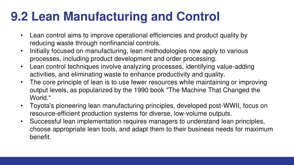 9 2 lean manufacturing and control