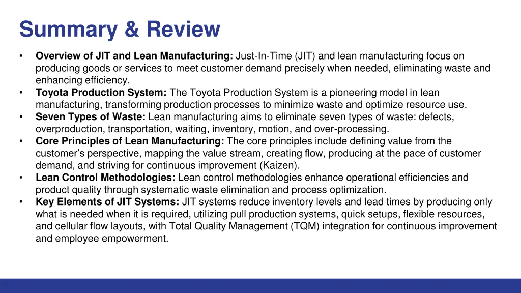 summary review