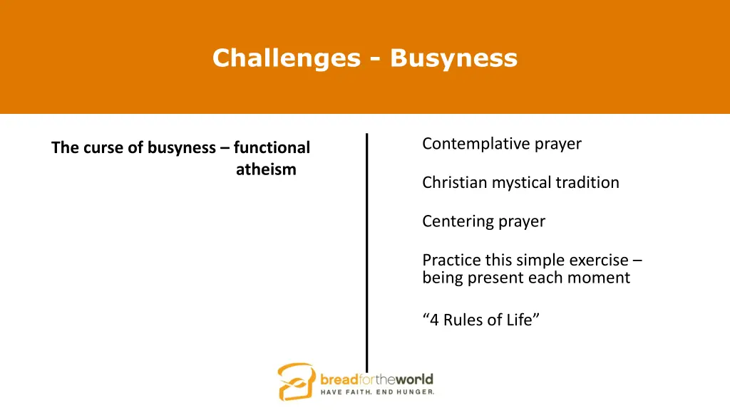 challenges busyness