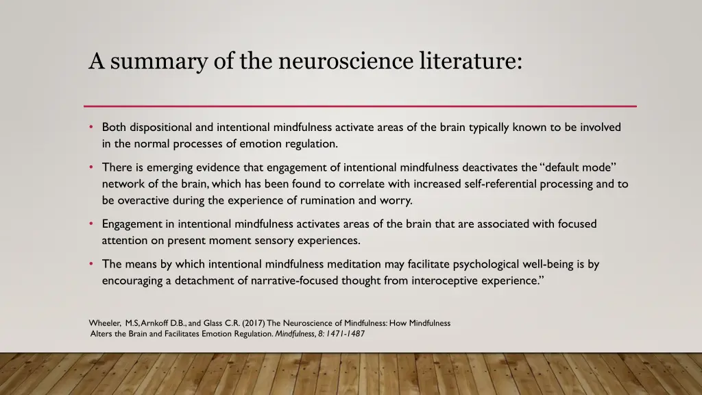 a summary of the neuroscience literature
