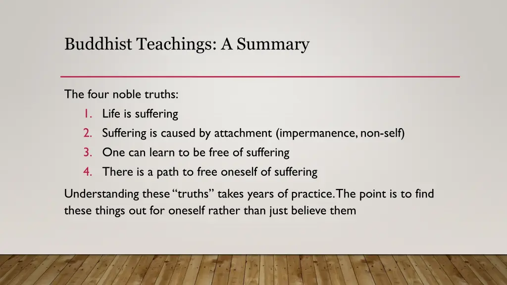 buddhist teachings a summary