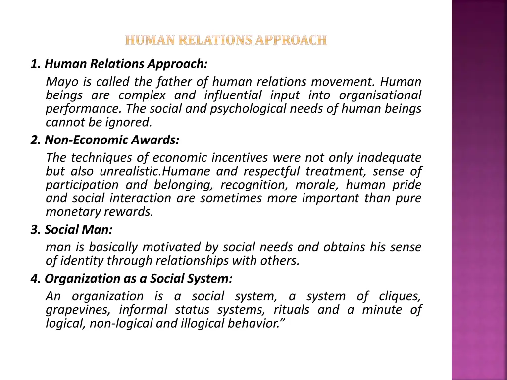 human relations approach