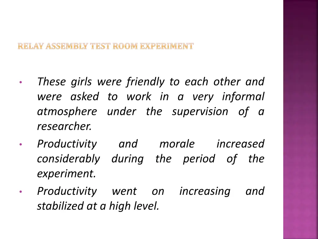 relay assembly test room experiment 1