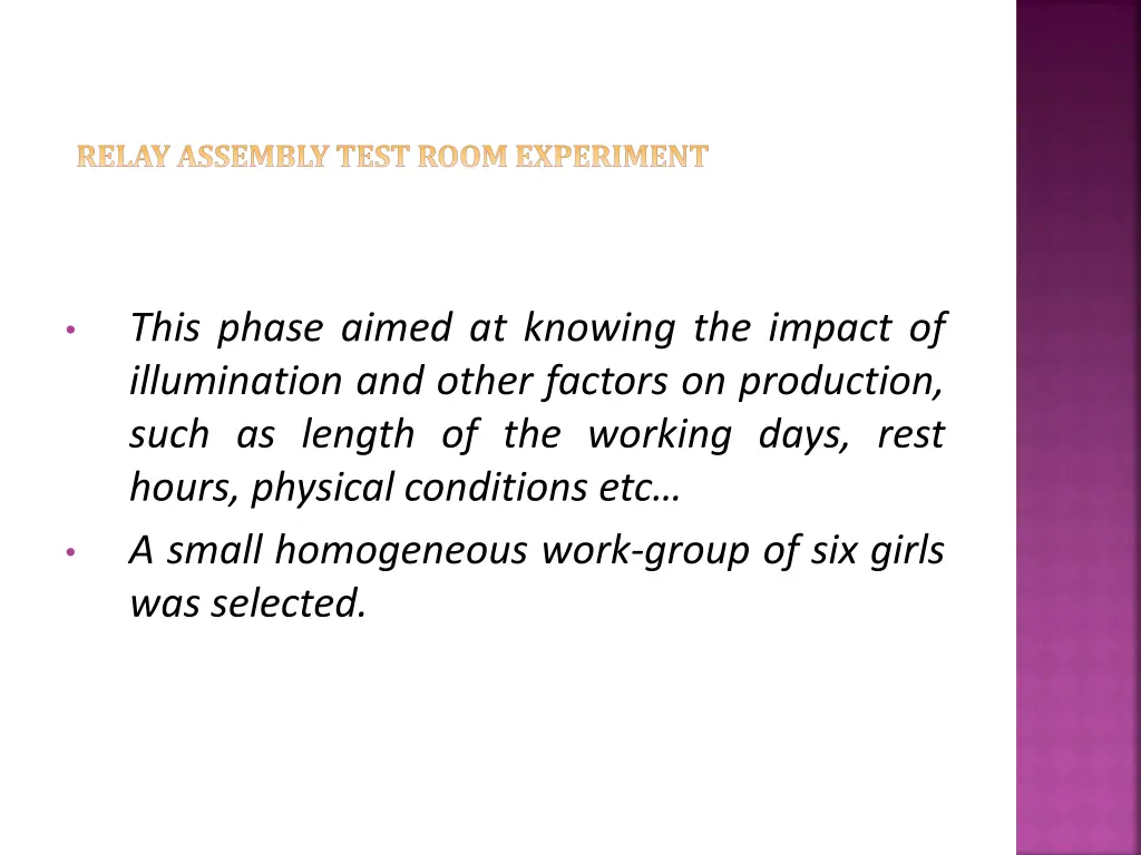 relay assembly test room experiment