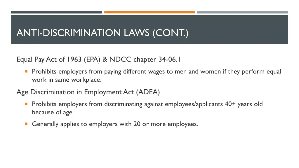 anti discrimination laws cont 1